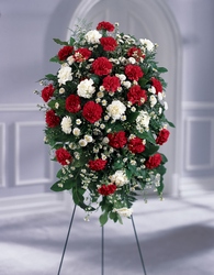 Crimson & White Standing Spray From Rogue River Florist, Grant's Pass Flower Delivery